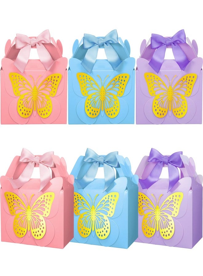 MotiMind 18 Pcs Butterfly Party Favor Box with 36 Pcs 3D Golden Butterfly and Bow Paper Candy Gift Boxes Goodie Treat Box for Birthday Baby Shower Wedding Party Supplies(Pink Blue Purple) - Image 2